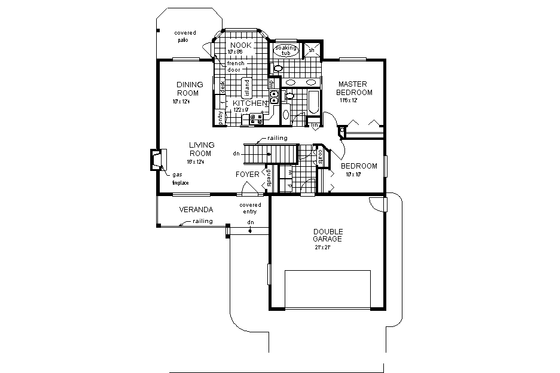 Floor Plan - Main Floor for Ranch House Plan #18-1021 - 2 bed, 2 bath