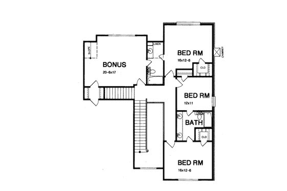 Floor Plan - Upper Floor for Traditional House Plan #15-224 - 4 bed, 3.5 bath