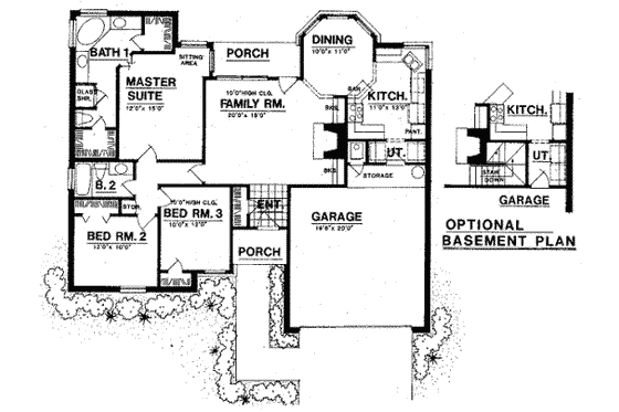 Floor Plan - Main Floor for European House Plan #40-289 - 3 bed, 2 bath