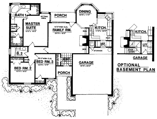 Floor Plan - Main Floor for European House Plan #40-289 - 3 bed, 2 bath