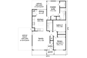 Floor Plan - Main Floor for Beach House Plan #84-511 - 2 bed, 2 bath