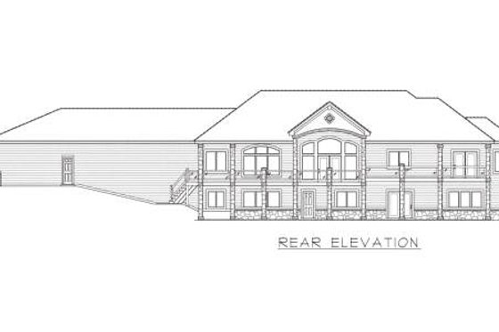 Exterior - Rear Elevation for Ranch House Plan #112-157 - 4 bed, 5.5 bath
