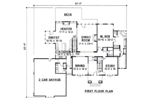 Floor Plan - Main Floor for Traditional House Plan #67-174 - 4 bed, 4 bath