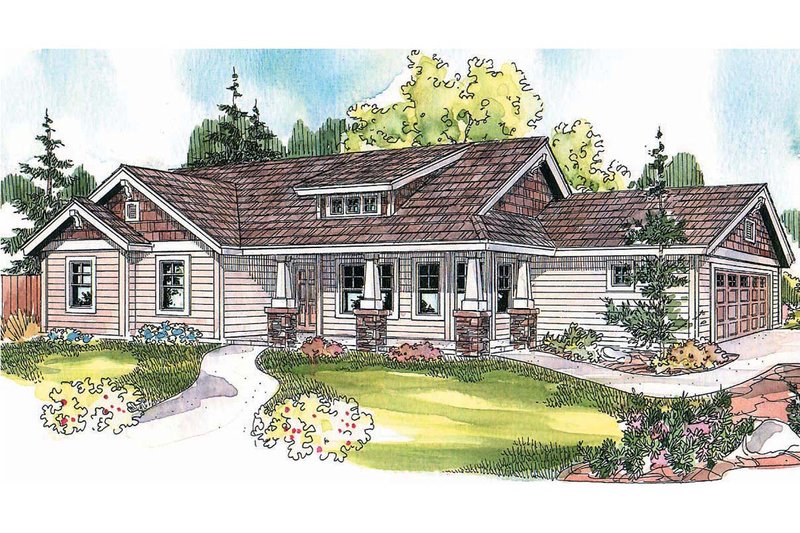 Architectural House Design - Craftsman Exterior - Front Elevation Plan #124-695