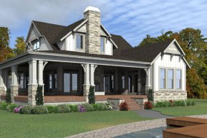 Exterior - Rear Elevation for Country House Plan #63-427 - 4 bed, 3 bath