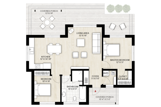 Floor Plan - Main Floor for Modern House Plan #924-10 - 2 bed, 1 bath