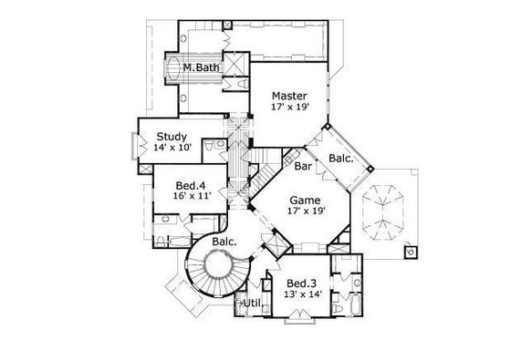 Floor Plan - Upper Floor for European House Plan #411-630 - 4 bed, 4.5 bath