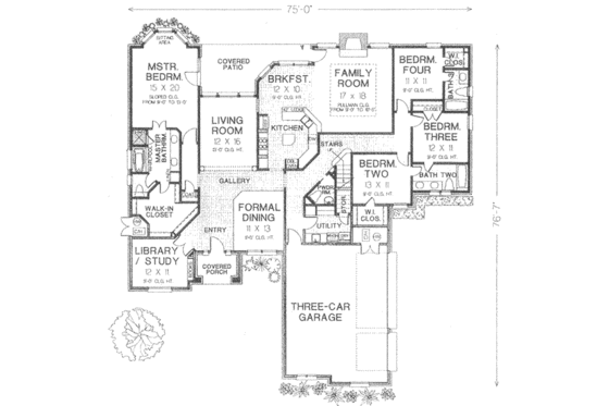 Floor Plan - Main Floor for European House Plan #310-495 - 4 bed, 3.5 bath