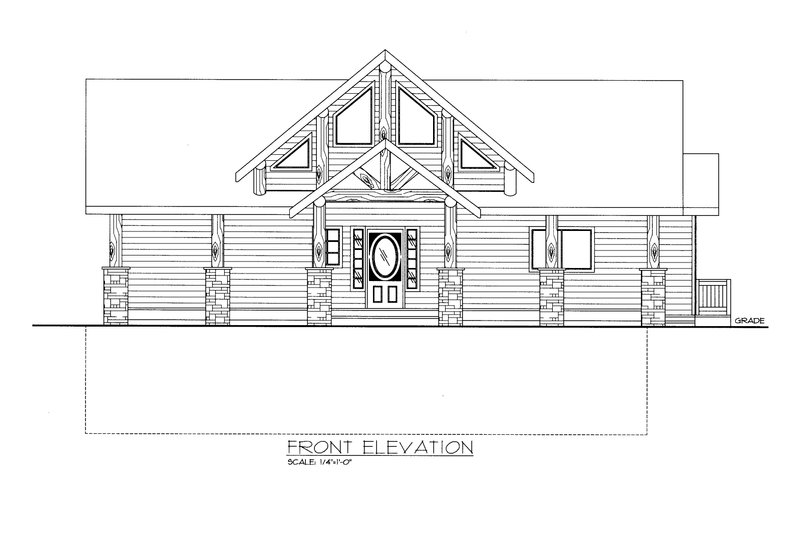House Blueprint - Exterior - Front Elevation 3 for Craftsman House Plan #117-1102 - 3 bed, 2 bath