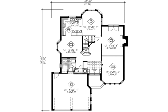 Floor Plan - Main Floor for European House Plan #25-2226 - 4 bed, 2.5 bath