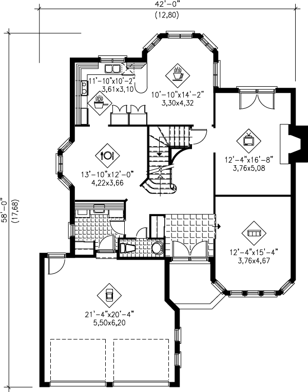 European Floor Plan - Main Floor Plan #25-2226