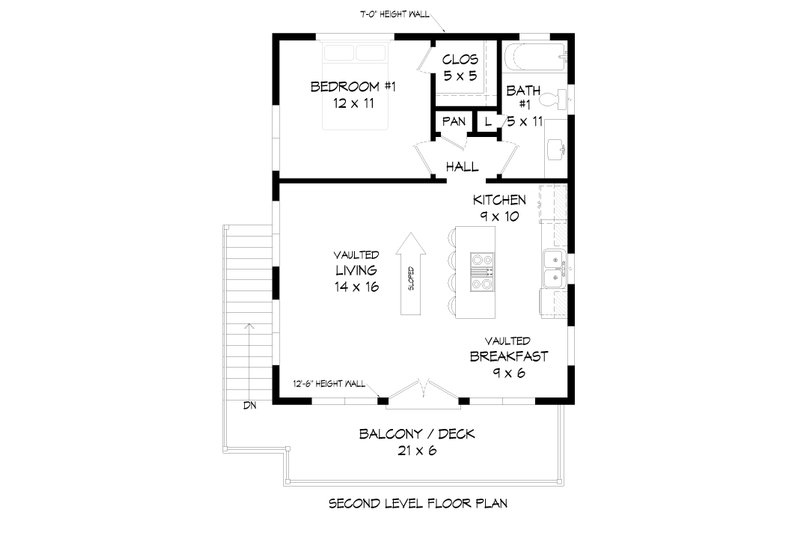 House Plan Design - Floor Plan - Upper Floor for Modern House Plan #932-654 - 1 bed, 1 bath