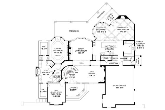 Floor Plan - Main Floor for European House Plan #119-443 - 4 bed, 4.5 bath