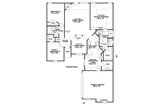 Floor Plan - Main Floor for Traditional House Plan #81-272 - 3 bed, 2 bath