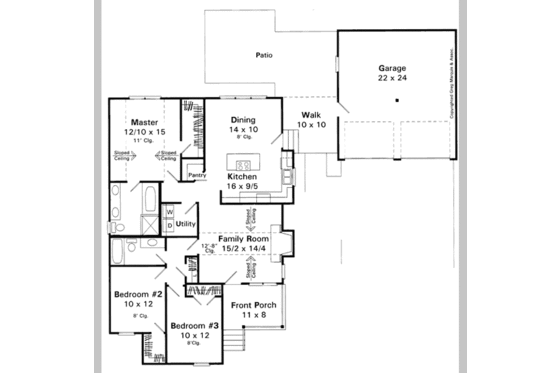 Floor Plan - Main Floor for Traditional House Plan #41-176 - 3 bed, 2 bath