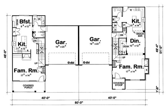 Floor Plan - Main Floor for Cottage House Plan #20-1257 - 3 bed, 2.5 bath
