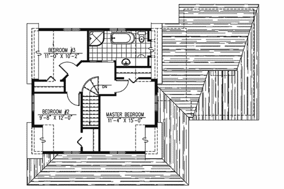Floor Plan - Upper Floor for Traditional House Plan #138-301 - 3 bed, 1.5 bath