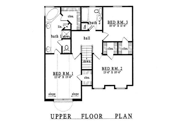 Country Floor Plan - Upper Floor Plan #42-193