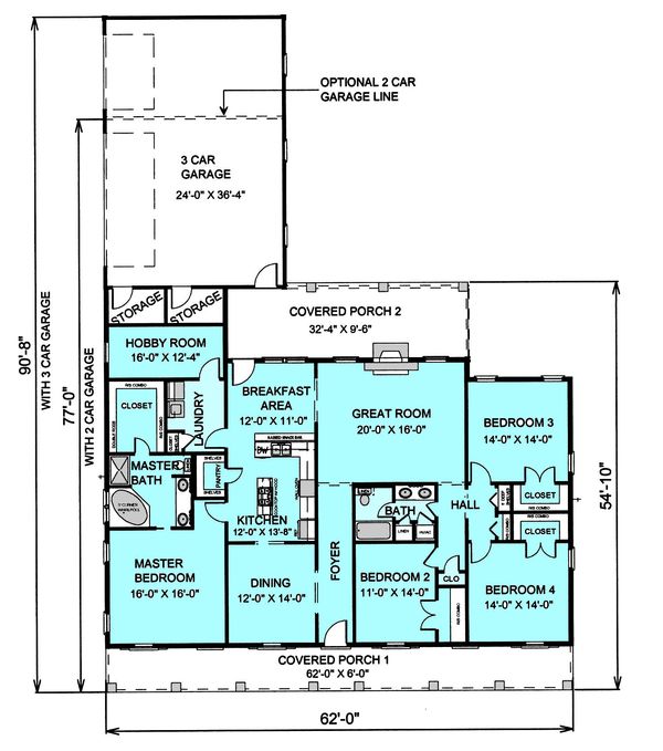 Dream House Plan - Country Floor Plan - Main Floor Plan #44-123