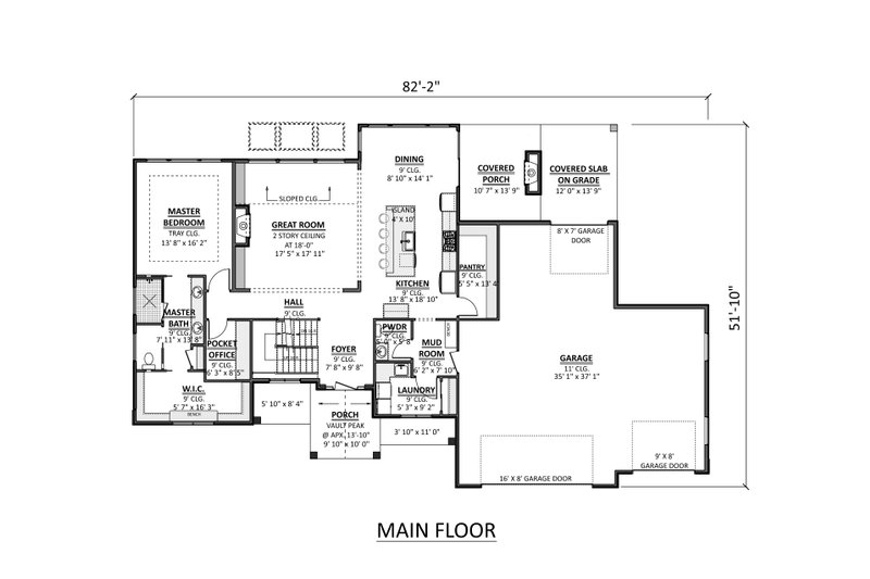 House Design - Floor Plan - Main Floor for Country House Plan #1089-65 - 3 bed, 2.5 bath