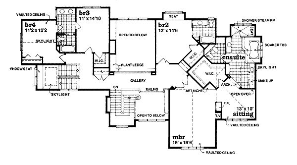 European Floor Plan - Upper Floor Plan #47-341