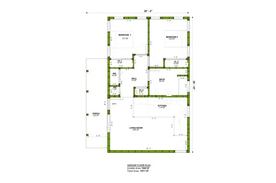Floor Plan - Main Floor for Modern House Plan #1106-175 - 2 bed, 1 bath