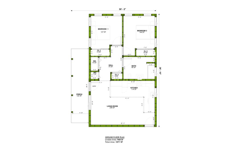 Architectural House Design - Floor Plan - Main Floor for Modern House Plan #1106-175 - 2 bed, 1 bath