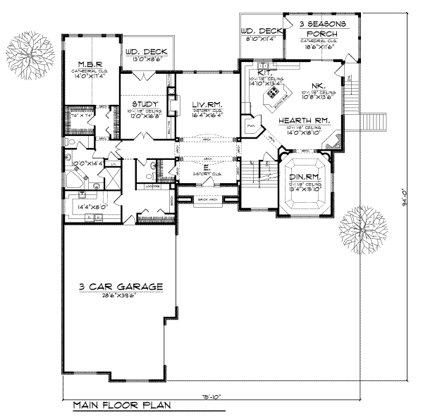 House Plan Design - Traditional Floor Plan - Main Floor Plan #70-539