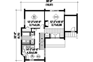 Floor Plan - Main Floor for Contemporary House Plan #25-2135 - 3 bed, 1 bath