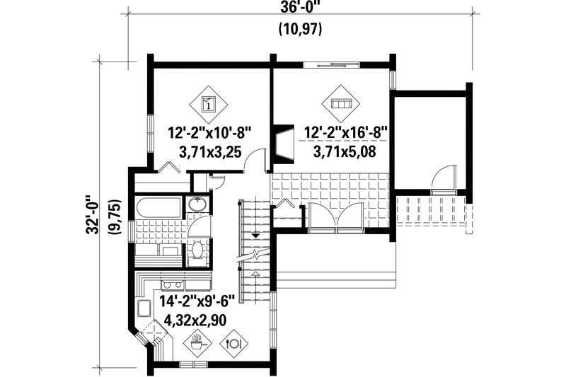 Dream House Plan - Floor Plan - Main Floor for Contemporary House Plan #25-2135 - 3 bed, 1 bath