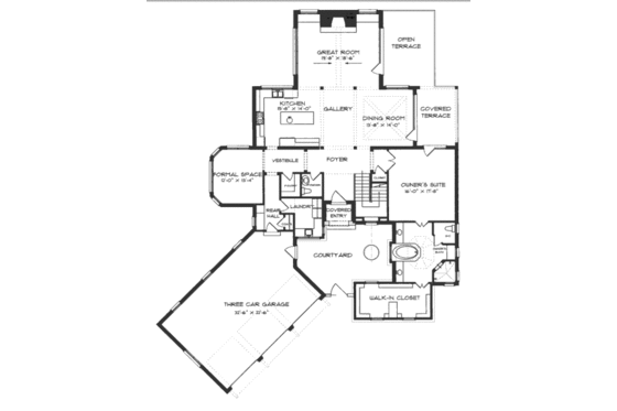 Floor Plan - Main Floor for European House Plan #413-819 - 4 bed, 3.5 bath