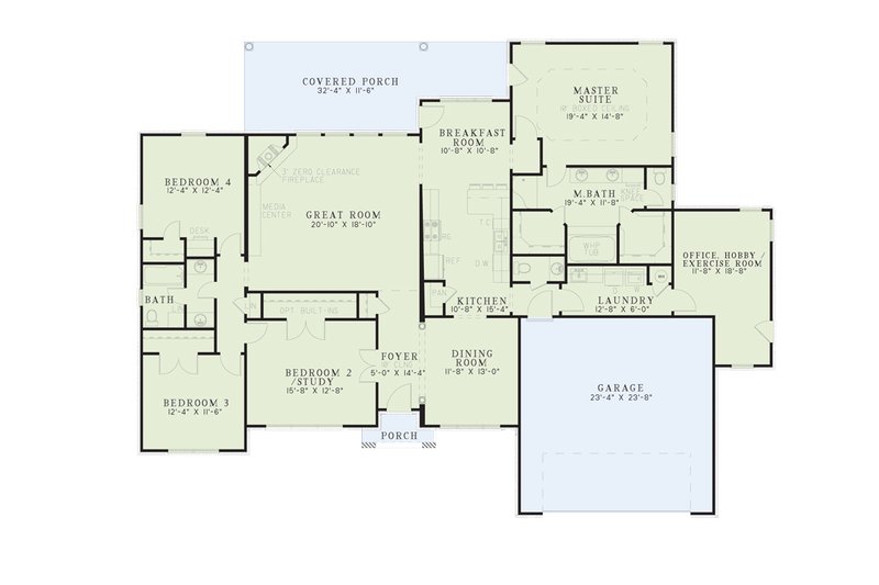 Dream House Plan - Floor Plan - Main Floor for European House Plan #17-141 - 4 bed, 2.5 bath