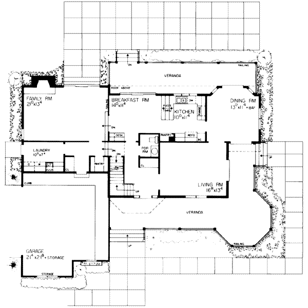 Architectural House Design - Victorian Floor Plan - Main Floor Plan #72-146