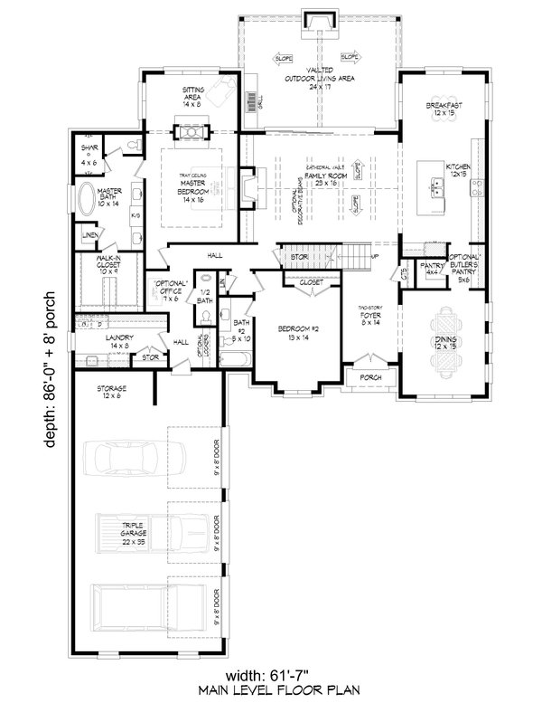 House Blueprint - Southern Floor Plan - Main Floor Plan #932-1360