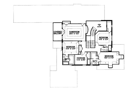 Floor Plan - Upper Floor for European House Plan #141-358 - 4 bed, 4.5 bath