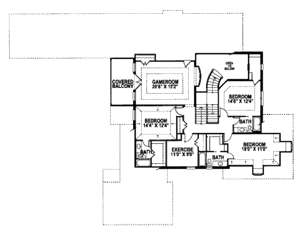 European Floor Plan - Upper Floor Plan #141-358