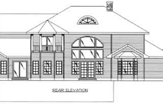 Exterior - Rear Elevation for European House Plan #117-466 - 6 bed, 6.5 bath