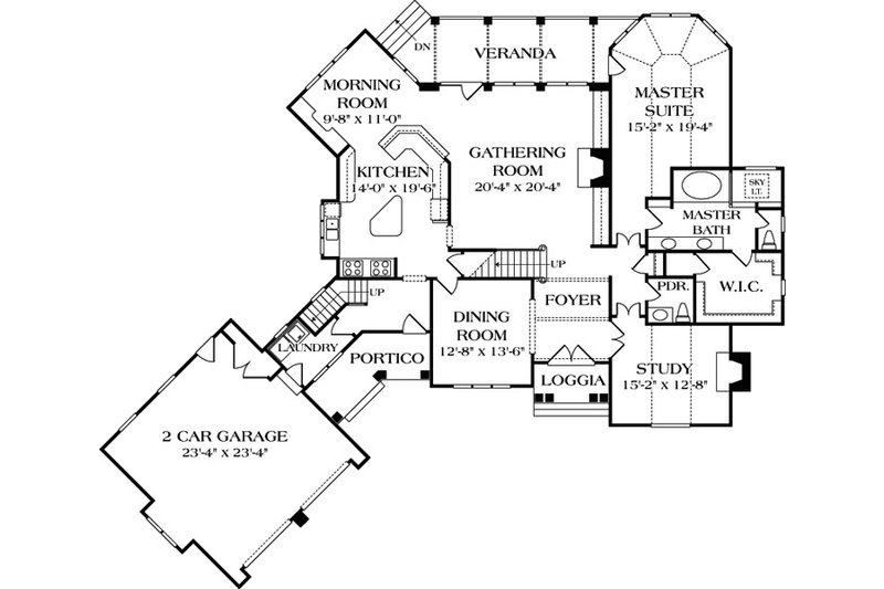 Architectural House Design - Floor Plan - Main Floor for European House Plan #453-36 - 3 bed, 3.5 bath
