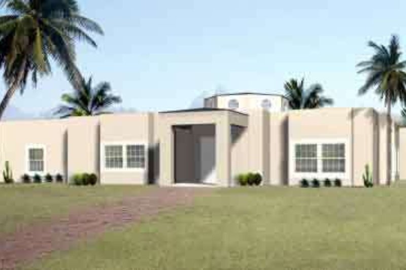 Architectural House Design - Adobe / Southwestern Exterior - Front Elevation Plan #1-918