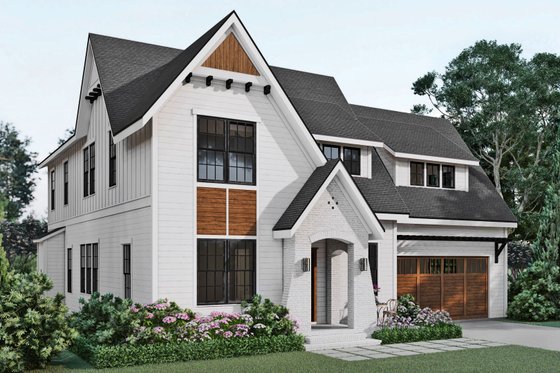 Exterior - Front Elevation 3 for Tudor House Plan #461-89 - 5 bed, 3 bath