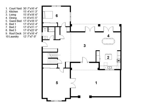 Floor Plan - Main Floor for Traditional House Plan #497-41 - 3 bed, 3 bath