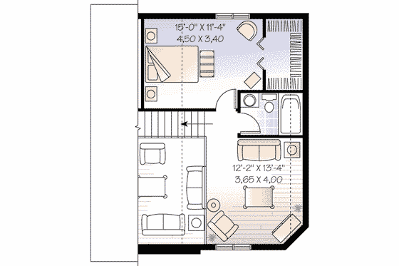 Floor Plan - Upper Floor for Cottage House Plan #23-577 - 2 bed, 2 bath