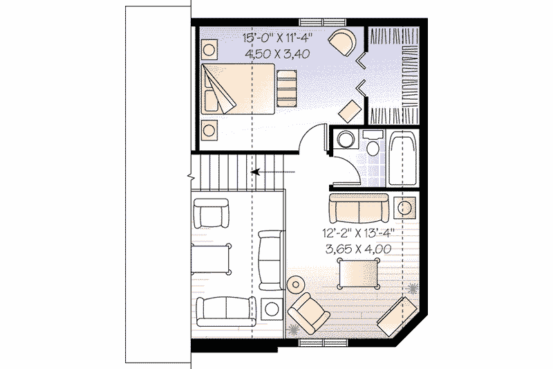 Home Plan - Floor Plan - Upper Floor for Cottage House Plan #23-577 - 2 bed, 2 bath