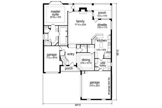 Floor Plan - Main Floor for European House Plan #84-466 - 6 bed, 3.5 bath