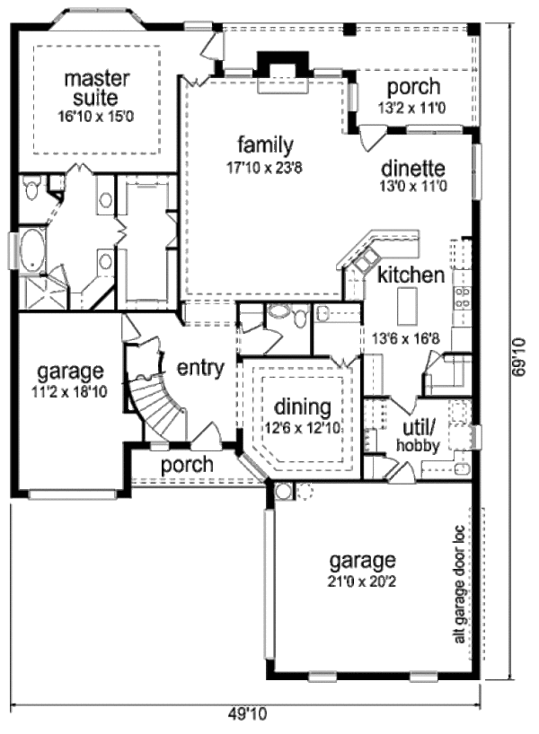 Architectural House Design - European Floor Plan - Main Floor Plan #84-466