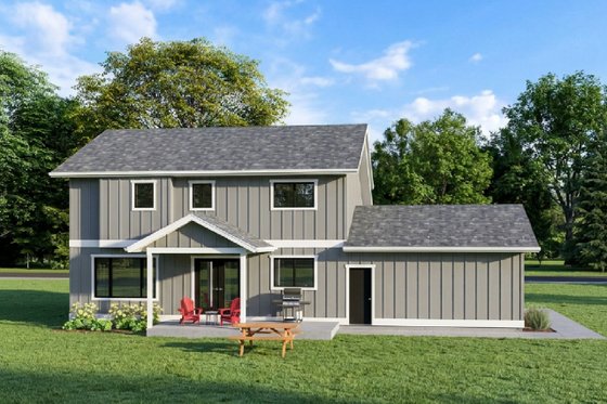 Exterior - Rear Elevation for Colonial House Plan #126-118 - 3 bed, 2.5 bath