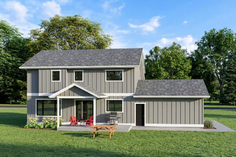 House Blueprint - Exterior - Rear Elevation for Colonial House Plan #126-118 - 3 bed, 2.5 bath