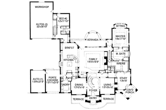 Floor Plan - Main Floor for European House Plan #141-158 - 5 bed, 5.5 bath