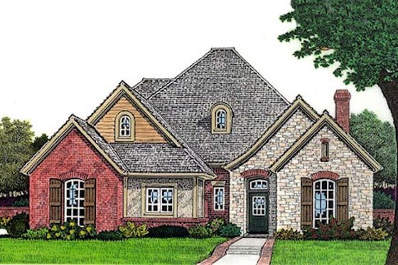 Exterior - Front Elevation for European House Plan #310-706 - 3 bed, 2.5 bath