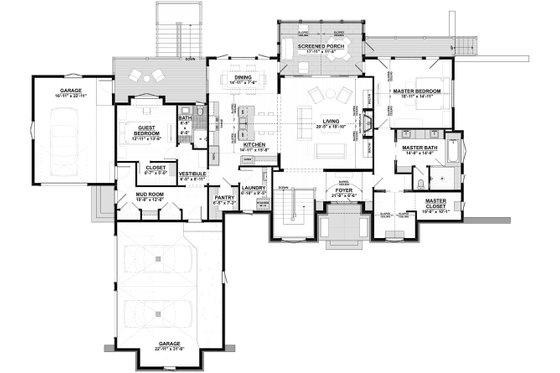 Floor Plan - Main Floor for Cottage House Plan #928-336 - 5 bed, 4 bath